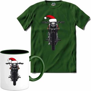 Kerst motor - T-Shirt met mok - Dames - Bottle Groen - Maat M