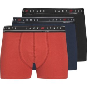 Jack & Jones Heren Boxershorts Trunks JACNAGEE Rood/Donkerblauw/Zwart 3-Pack - Maat L