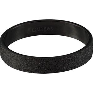 Quiges Stapelring Dames - Vulring Glitter - RVS Zwart - Maat 21 - Hoogte 4mm