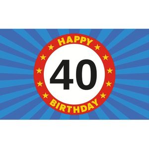 Happy Birthday 40 jaar vlag verjaardag150 x 90 cm - 40 jaar versiering feestartikelen