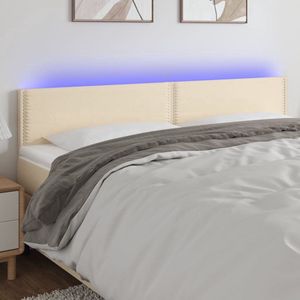 The Living Store Hoofdbord LED 200x5x78/88 cm stof crèmekleurig - LED Hoofdbord - Klassiek Hoofdbord - Creme Hoofdbord - Bedhoofd - Led Lamp