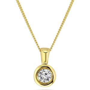 Miore® - Gouden ketting met Natuurlijke Diamant - Dames - 14 Karaat Goud - Geelgoud - Halsketting - 45 cm - 0.15 Karaat - Natural Diamond - Handgemaakte Hoogwaardige Sieraden