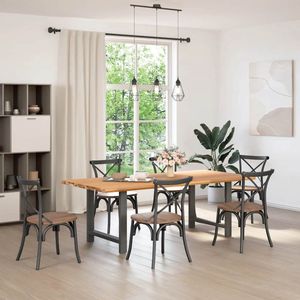 The Living Store Eettafel rechthoekig 220x100x74 cm massief eikenhout lichtbruin - Eetkamertafel - Eikenhouten Tafel - Salontafel - Grote Tafel - Massief Eikenhout