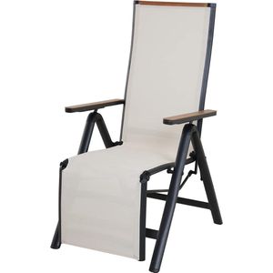 Opvouwbare tuinstoelen, aluminium ligstoel, stoel met hoge rugleuning en 6-voudig verstelbare mesh-stof, weerbestendig, tuinligstoel voor balkon, terras (beige)