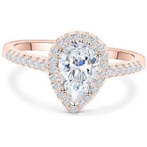 Schitterende Zilveren Rose Plated Ring met Zirkonia Steentjes 19.00 mm (maat 60)