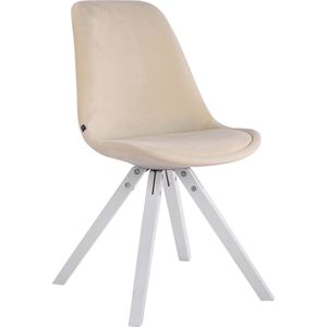 Bezoekersstoel Mary - Eetkamerstoel - Creme velvet - Witte poten - Set van 1 - Zithoogte 48 cm - Deluxe