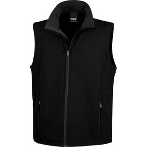 Grote maten softshell casual bodywarmer zwart voor heren - Outdoorkleding wandelen/zeilen - Mouwloze vesten plus size 4XL (48/60)