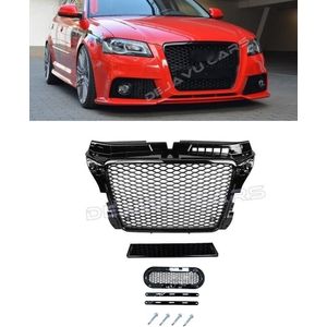 OEM Line - RS3 Look Front Grill Hoogglans zwart Black Edition Voorbumper Tuning Grill DTM RS Look Bumper Grille voor Audi A3 8P Facelift / S line / S3 / RS3 (2009-2012)