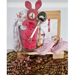 kraamcadeau newborn - handgemaakt - babygeschenkset meisje- rammelaar