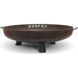 BonFeu BonBowl Plus CortenStaal Ø100 cm - Vuurschaal op Pootjes - Vuurschaal voor Buiten - Vuurschaal BBQ - (Roest)bruin - 100x100x23.5 cm