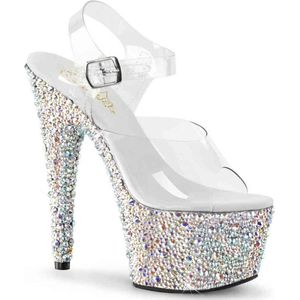 Pleaser Sandaal met enkelband -35 Shoes- BEJEWELED-708MS Wit