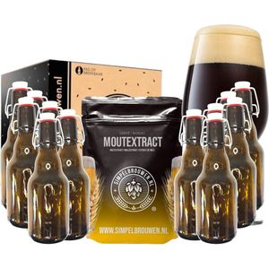 SIMPELBROUWEN® - Bottelset met Stout Bierpakket - Bierbrouwpakket - Zelf bier brouwen pakket - Startpakket - Gadgets Mannen - Cadeau - Cadeau voor Mannen en Vrouwen - Bier - Verjaardag - Cadeau voor man - Verjaardag Cadeau Mannen