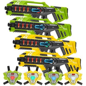 Light Battle Connect Mega Blasters - 4 Laserguns + 4 lasergame vesten - Met unieke anti-cheat functie tegen valsspelen - Complete speelgoed lasergame set voor 4 spelers