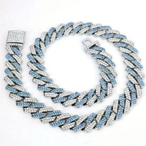 Nivard Ketting - Heren - Staal - Nep zilver - Met Hanger - Blauw + Wit - 75cm