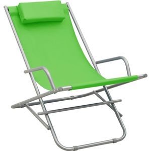 vidaXL Klapstoelen - Set van 2 - Groen Staal Tuinstoel - Terrasstoel - Lounge Stoel - Klapstoel - Inklapbare Stoel
