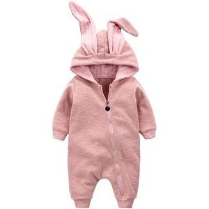 Konijn onesie romper baby (Roze) 4-6 Maanden