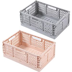 Folding Boxes, Pack of 2 Small Folding Boxes, Stackable, Foldable Stable, Foldable Plastic Storage Boxes for Children's Room, Kitchen, Study, 30.5 x 20.3 x 12.5 cm