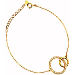 Armband Dames - Verguld Dames Armband met Zirkonia - Goudkleurig Armband Dames - Verguld Echte Zilver 925 - Amona Jewelry