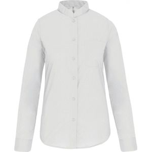 Blouse Dames XS Kariban Maokraag Lange mouw White 65% Polyester, 35% Katoen