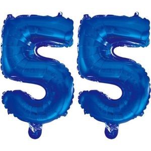 Folieballon 55 jaar blauw 86cm