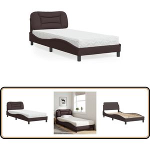 vidaXL Bed met matras stof donkerbruin 90x200 cm