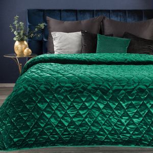 Oneiro’s luxe KRISTIN Type 3 Beddensprei Groen - 230 x 260 cm – bedsprei 2 persoons - beige – beddengoed – slaapkamer – spreien – dekens – wonen – slapen