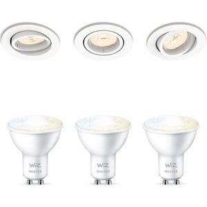 Philips Enneper Inbouwspots met WiZ GU10 Lamp - Warm-Wit tot Koel-Wit Licht - LED - Dimbaar - Spotjes Inbouw - 3 Lichtpunten - Wit