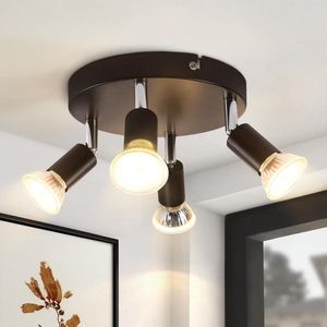 Moderne Plafondspot Zwart 4 Vlammen Draaibaar - LED GU10 Metalen Plafondlamp Woonkamer Slaapkamer Keuken Hal Eetkamer