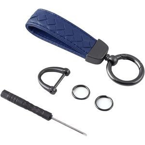Titel: Gevlochten lederen autosleutelhanger met metallic accenten en D-ring - anti-verlies accessoires van gevlochten leer met metalen ring
