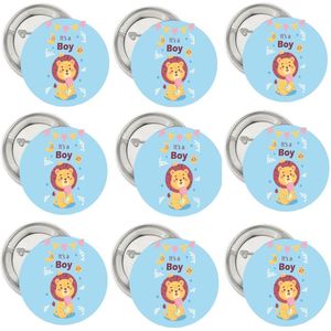 9 Buttons It's a Boy Baby Lion - leeuw - genderreveal - babyshower - boy - button - lion - boy - zwanger - geboorte
