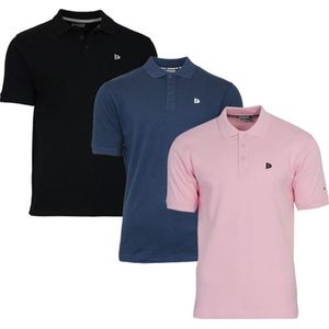 3-Pack Donnay Polo (549009) - Sportpolo - Heren - Black/Navy/Shadow Pink (555) - maat L