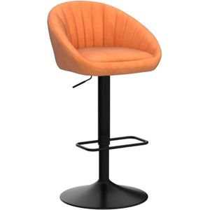 Set van 2 stoffen barkrukken met voetensteun, ideaal voor bar of keuken. Deze hoge krukken in oranje zijn verstelbaar tussen 86-108 cm voor extra comfort en veelzijdigheid.