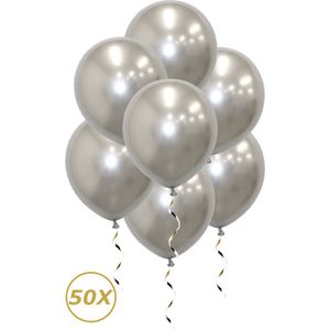 Zilveren Helium Ballonnen 2024 NYE Verjaardag Versiering Feest Versiering Ballon Chrome Zilver Luxe Decoratie - 50 Stuks