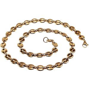 60cm x 9mm Koffieboon Ketting Unisex - Stalen Goud Kleur - Schakelketting