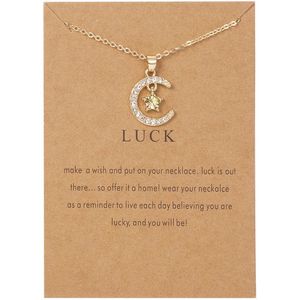 Geboortesteen Ketting November met Zirkonia Kristal - Goudkleurig met Geel - Cadeau / Geluk Hanger - Pax Amare