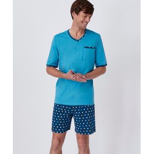 Damart - Pyjama short van puur gekamd jersey katoen - Heren - Blauw - XXL