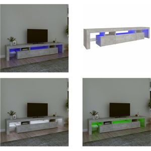 vidaXL Tv-meubel met LED-verlichting 215x36-5x40 cm betongrijs - Tv-kast - Tv-kasten - Tv-meubel - Tv-meubel Met LED-verlichting