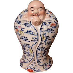 Fine Asianliving Chinese Boeddha Beeld Porselein Lucky Handgeschilderd B22xD22xH36cm