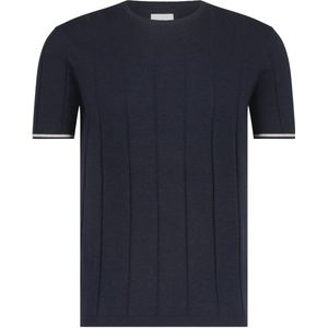 State of Art - Knitted T-Shirt Navy - Heren - Maat XL - Modern-fit