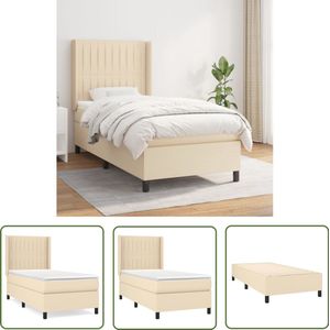 vidaXL Boxspring - crèmekleurig - 100x200 cm Boxspringbed - Slaapcomfort - Pocketvering - Hoofdbord - Crèmekleurig