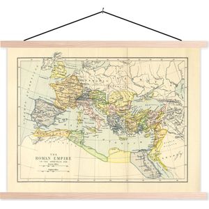 Schoolplaat - Textielposter - Klassieke wereldkaart Romeinse Rijk - 120x90 cm - Textiel poster