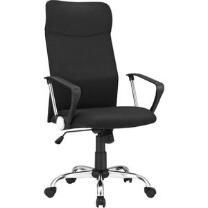 Topquality SONGMICS bureaustoel, ergonomische bureaustoel, draaistoel, gestoffeerde zitting, stoffen bekleding, in hoogte verstelbaar en kantelbaar, tot 120 kg draagvermogen, zwart OBN034B01