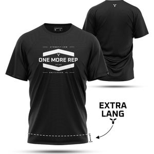 STRNG One more rep - Zwart - Maat L - Extra Lang Sport shirt - Sportshirt - Heren - Korte Mouw - Lange Pasvorm