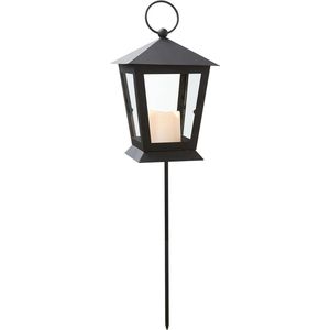 Star Trading lantaarn Serene, graflicht, metaal, zwart, LED, timer, geel, voor buiten, 40 cm