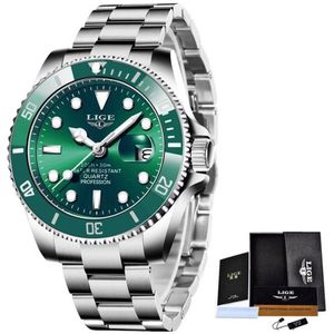 ALP LIGE Herenhorloge - Horloge voor mannen - Luxe Zilver Groen Design - Heren Horloge - Ø42