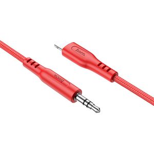 Hoco - Lightning Audio Kabel 3.5mm Aux Audio Jack 1 Meter - Geschikt voor in de Auto - Rood