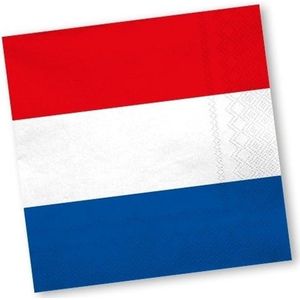 Holland rood wit blauw servetten 40 stuks - Holland/ Koningsdag thema versiering