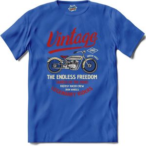 The Endless Freedom | Motor - Hobby - Vintage - T-Shirt - Unisex - Royal Blue - Maat XXL