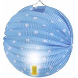 Blauwe lampion met witte stippen 20 cm