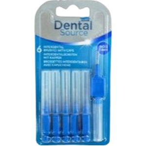Tandenragers / Tandenstokers '' Dental Source '' - Blauw - Kunststof - ISO 3 - 0.6 mm - 6 Interdental brushes met caps - Tandenstoker - Mondhygiëne - Tandplak verwijderaar